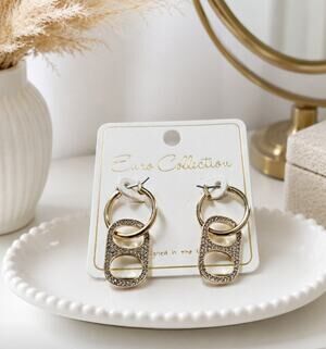 Euro Collection Gold Bottle Top Hoop Earrings New